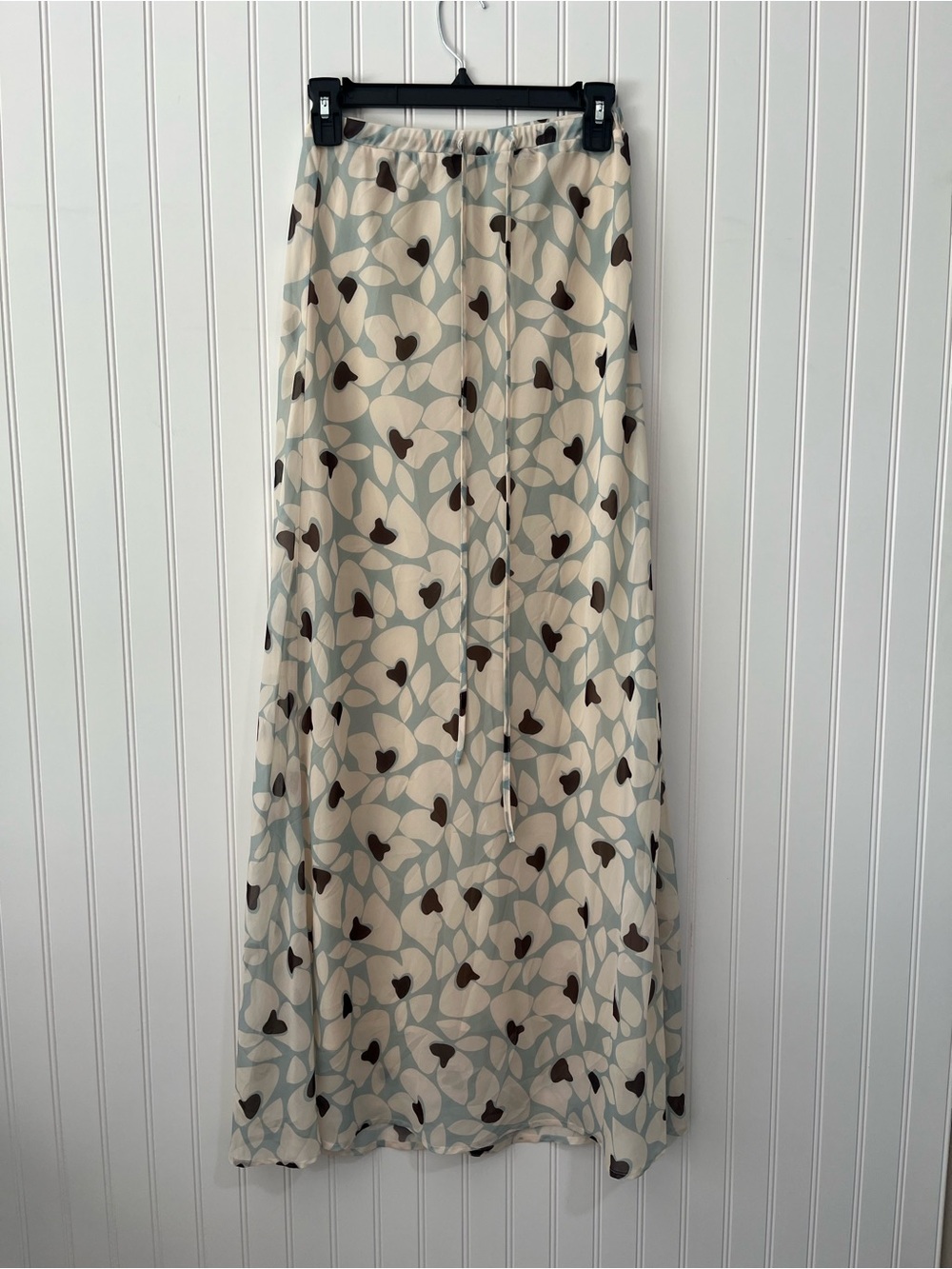 Printed Drawstring Midi Skirt in Cream and Light Blue - Picture 7 of 10